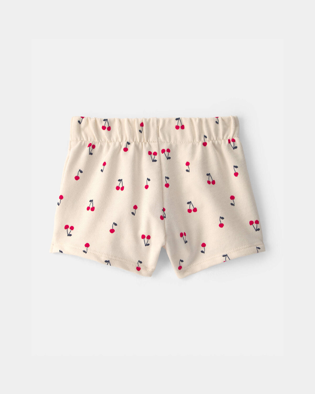 Baby Girl Cherry French Terry Shorts - Cream - Image 2
