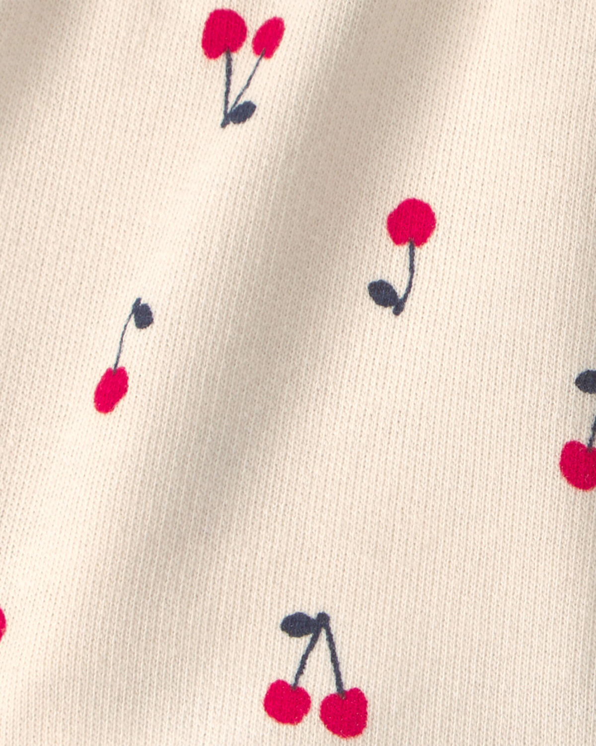 Baby Girl Cherry French Terry Shorts - Cream - Image 3