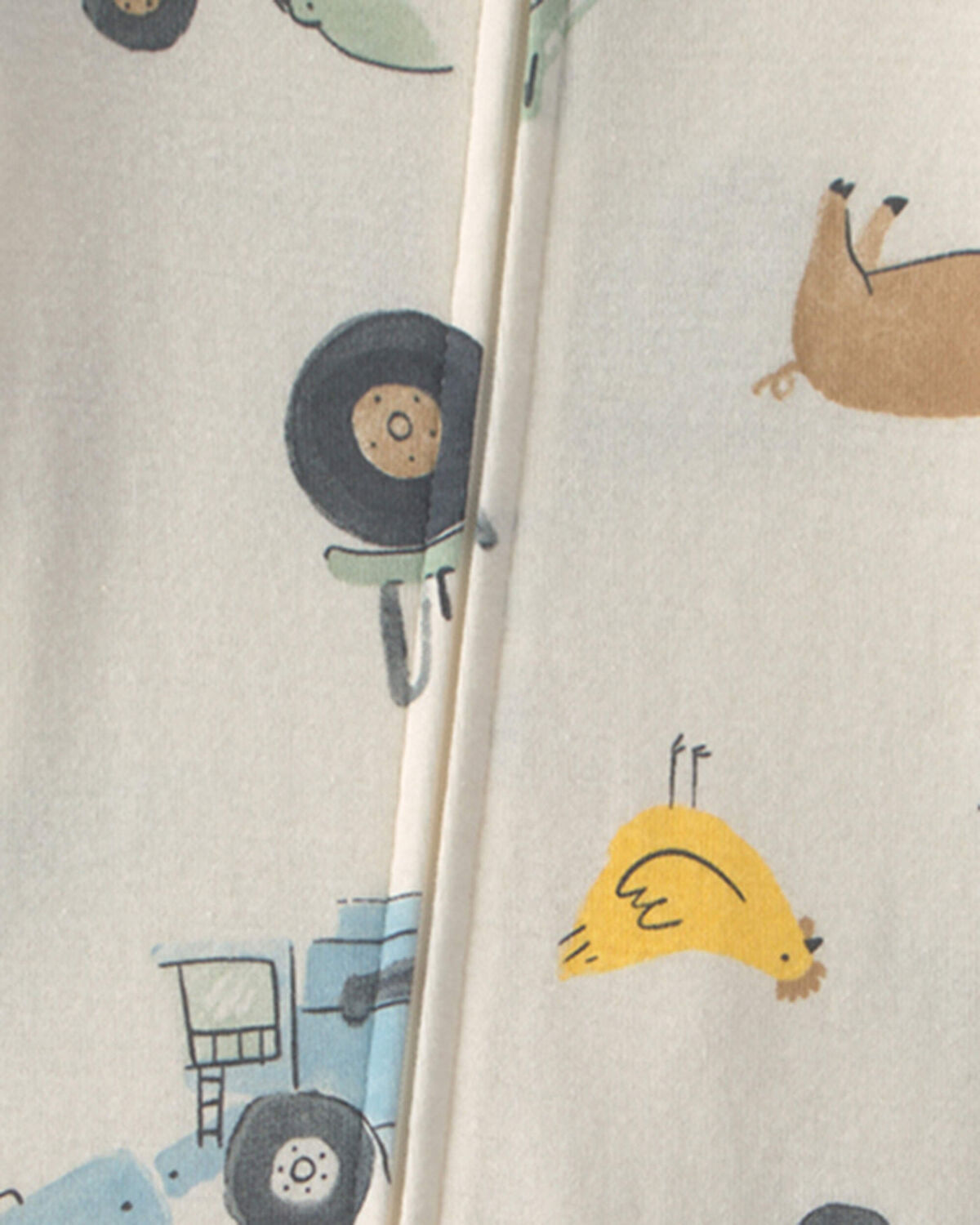 Baby Boy Farm 100% Cotton 2-Way Zip 1-Piece Pajama - Cream - Image 3