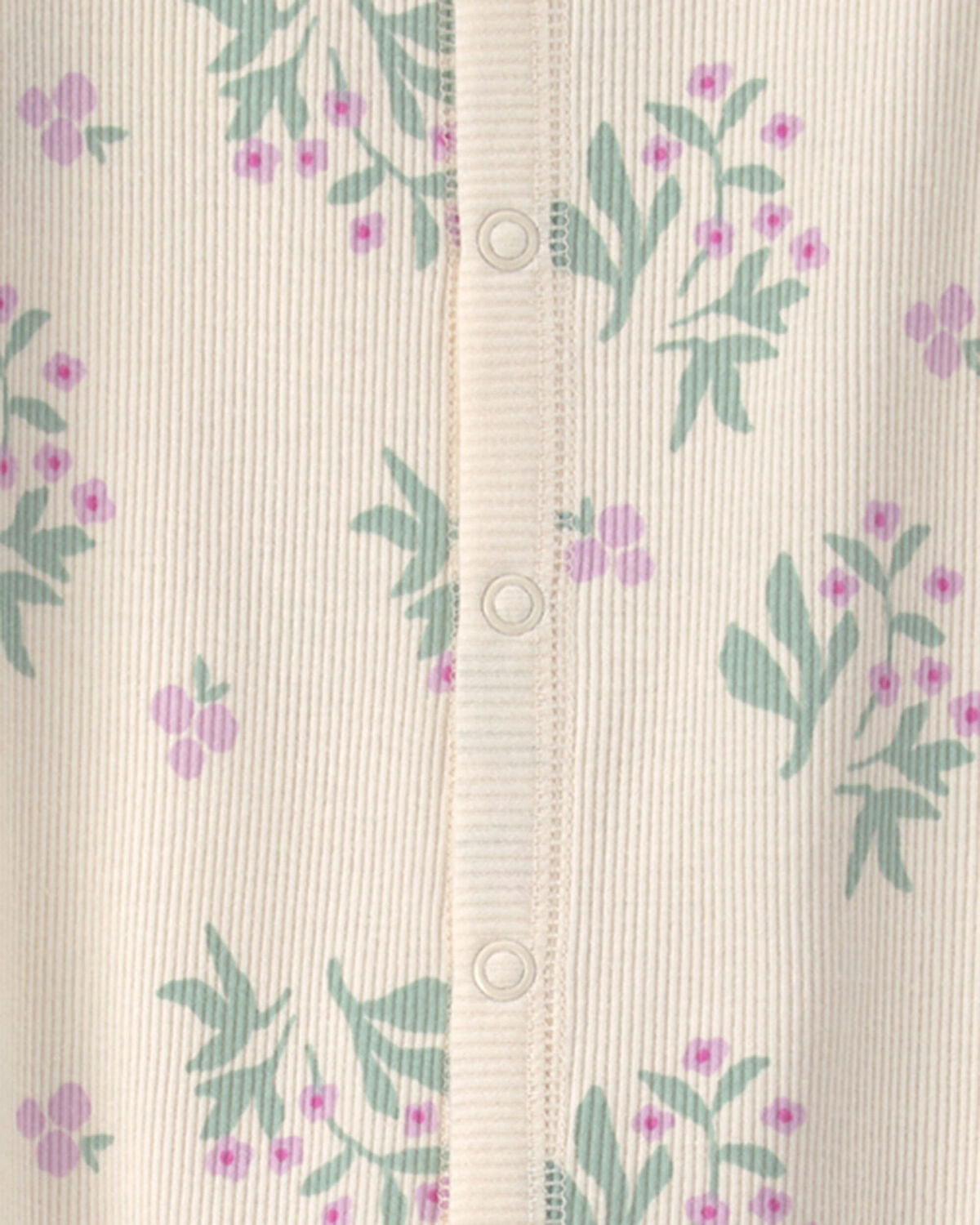 Baby Girl Floral Cotton Sleep & Play Pajamas - Ivory - Image 2