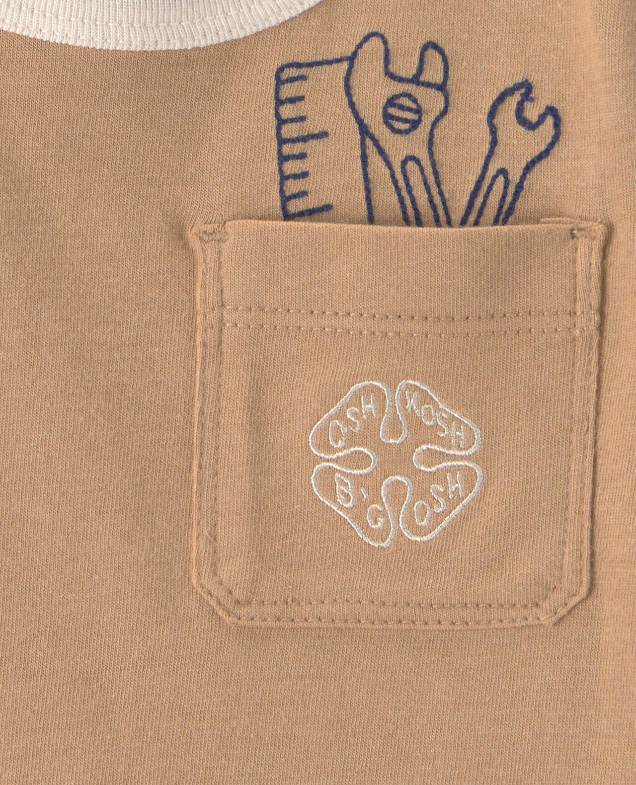 Baby Boy Tools Embroidered Pocket Graphic Tee - Tan - Image 3