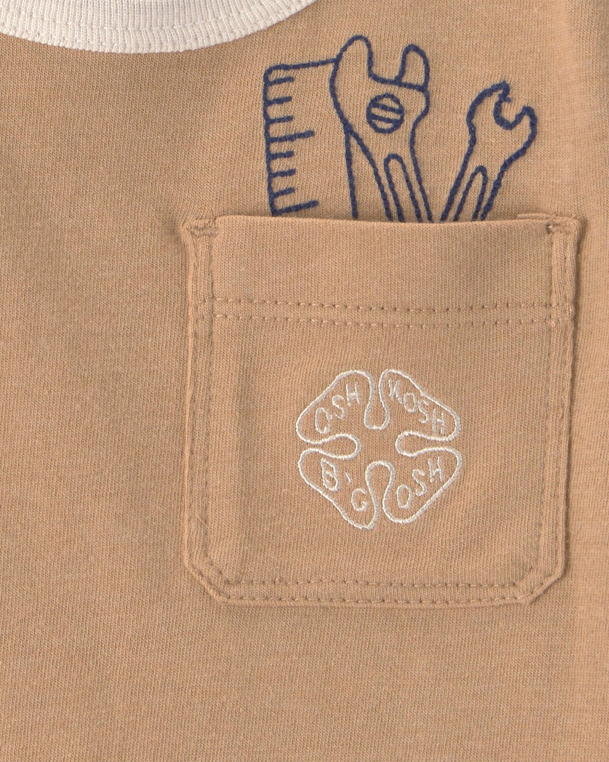 Baby Boy Tools Embroidered Pocket Graphic Tee - Tan - Image 2