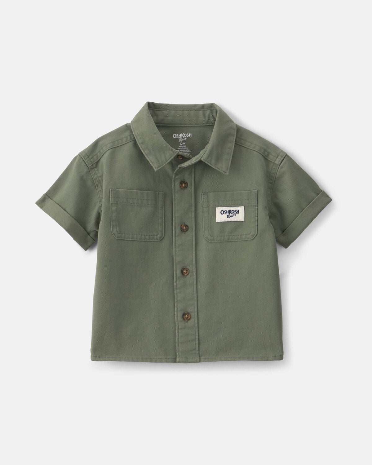 Baby Boy OshKosh Logo Short-Sleeve Button-Down Shirt - Green