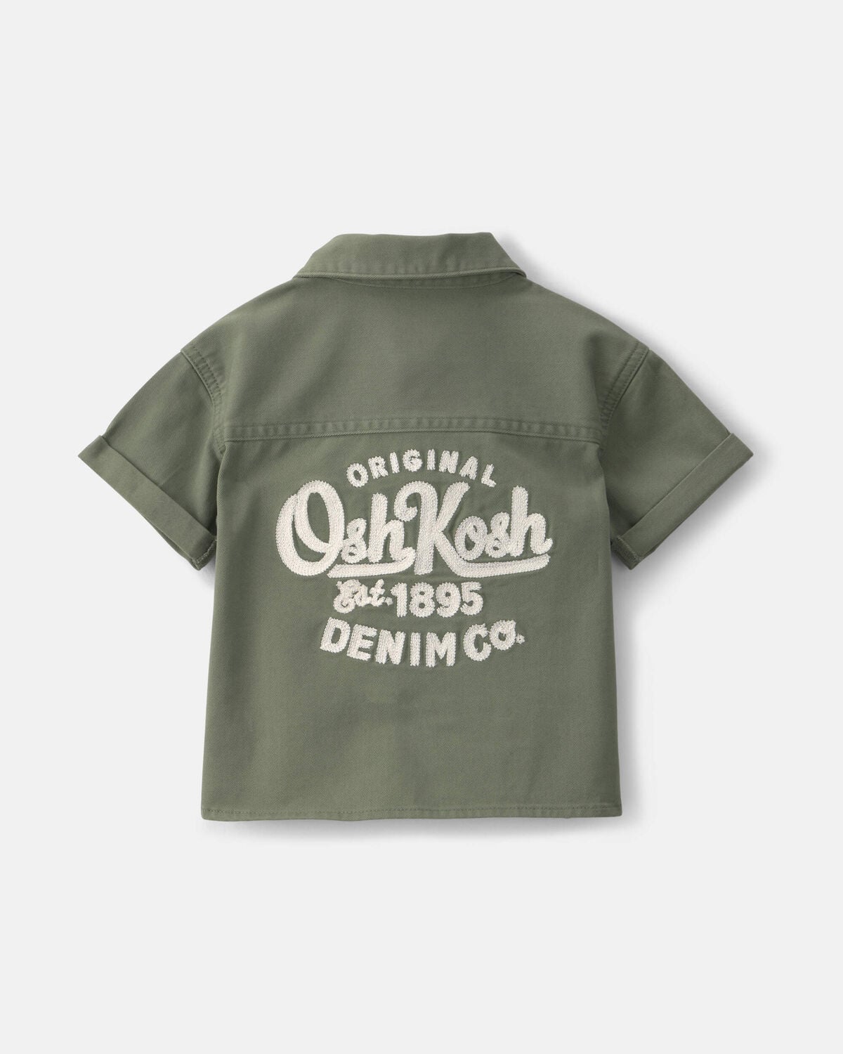 Baby Boy OshKosh Logo Short-Sleeve Button-Down Shirt - Green - Image 2