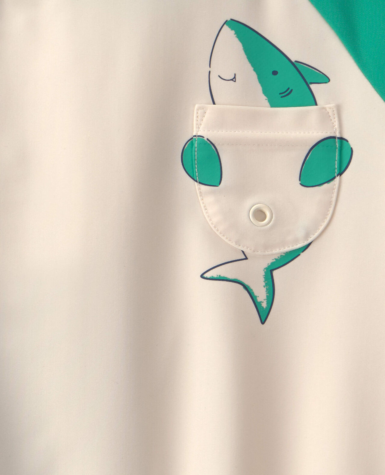 Baby Boy 2-Piece Shark Rashguard Swimsuit Set - Green/Cream - Image 5