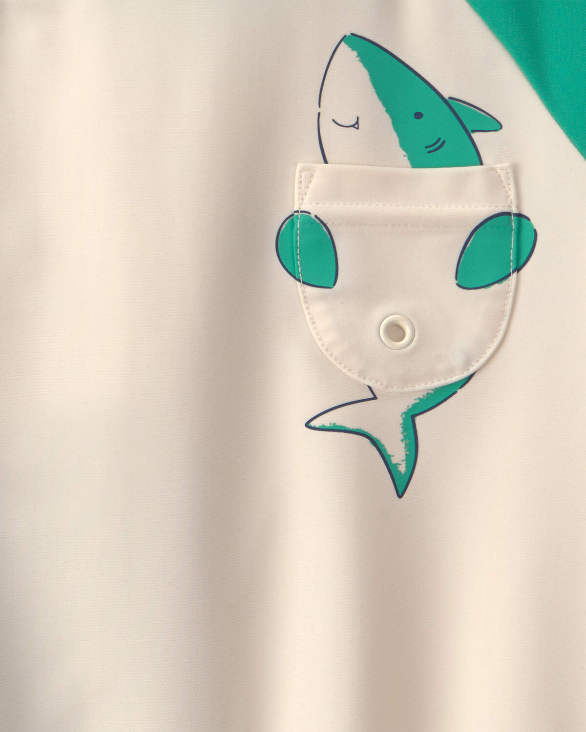 Baby Boy 2-Piece Shark Rashguard Swimsuit Set - Green/Cream - Image 4