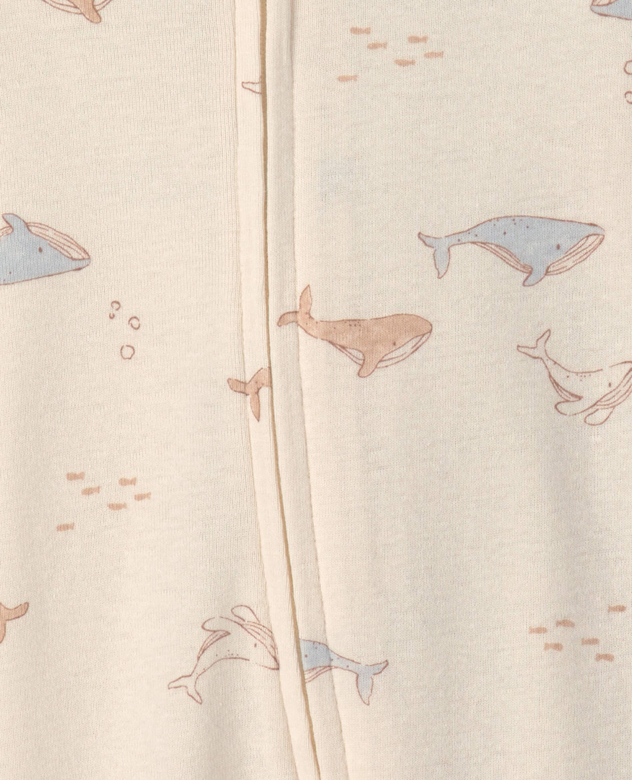 Baby 2-Pack Whale Striped 100% Cotton 2-Way Zip Sleep & Play Pajamas - Blue/Ivory - Image 8