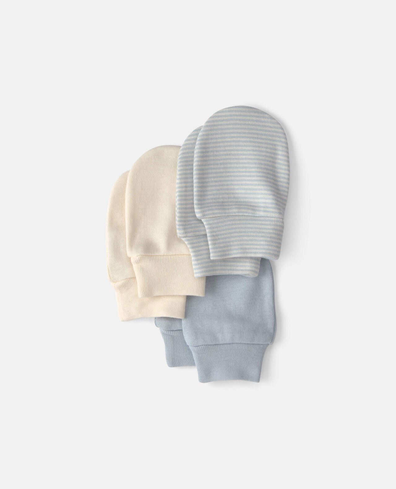 Baby 3-Pack Mitts - Blue/Ivory - Image 2