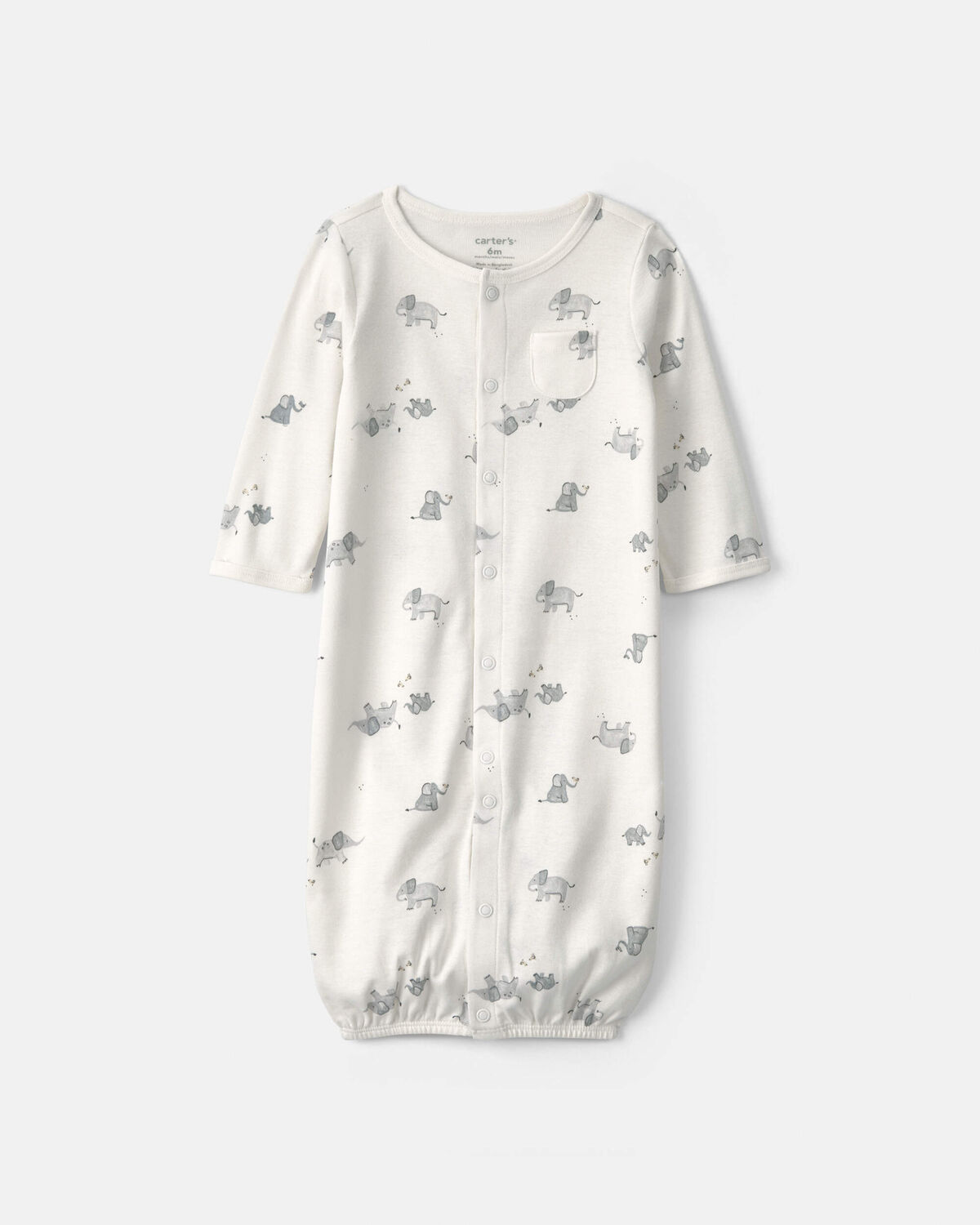 Baby Elephant 100% Cotton Converter Gown - Ivory