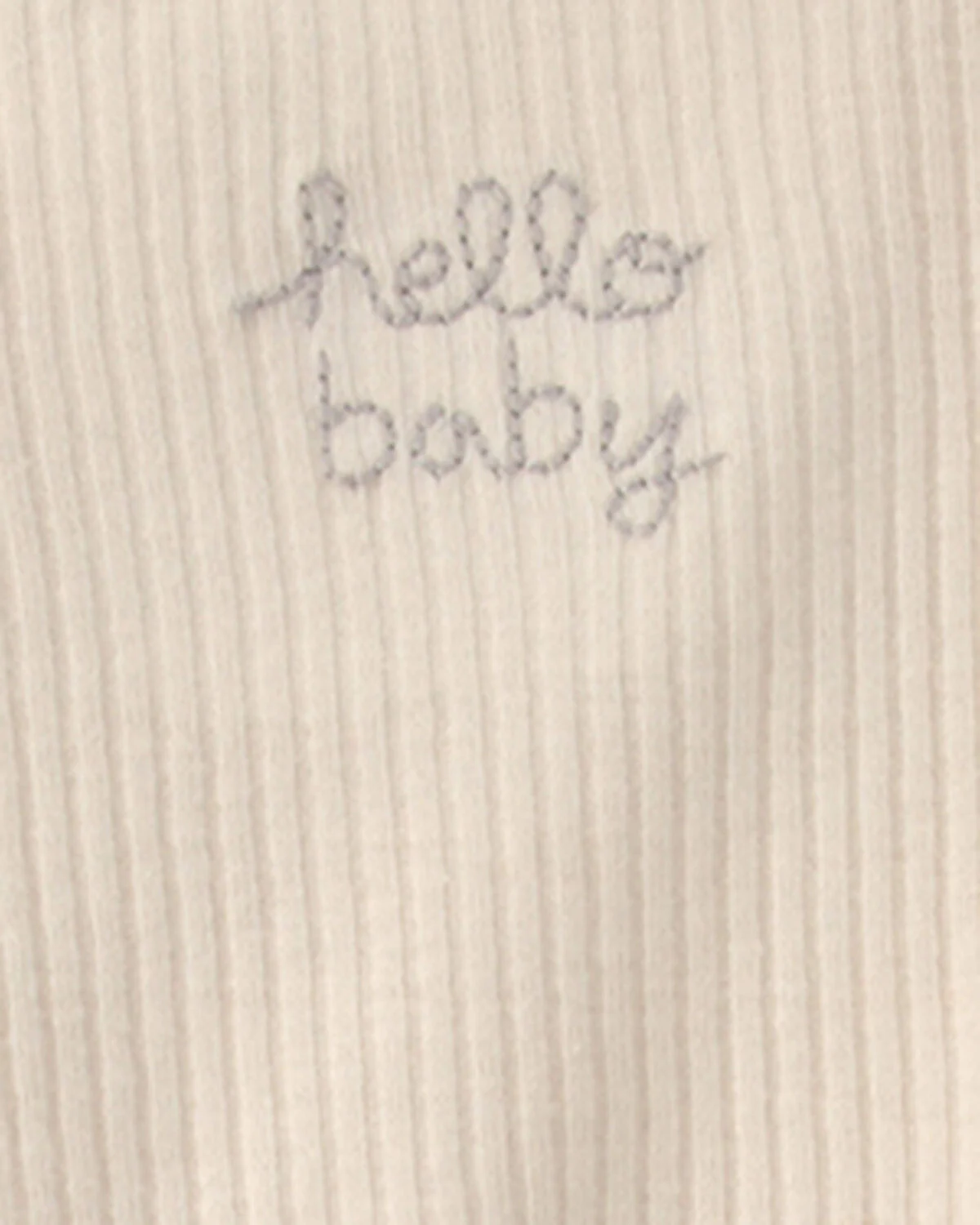 Baby Hello Baby' Cotton Sleep & Play Pajamas - Ivory - Image 3