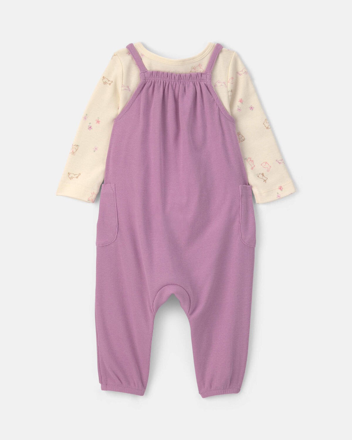 Baby Girl 2-Piece Long-Sleeve Overall Set - Purple - Image 2
