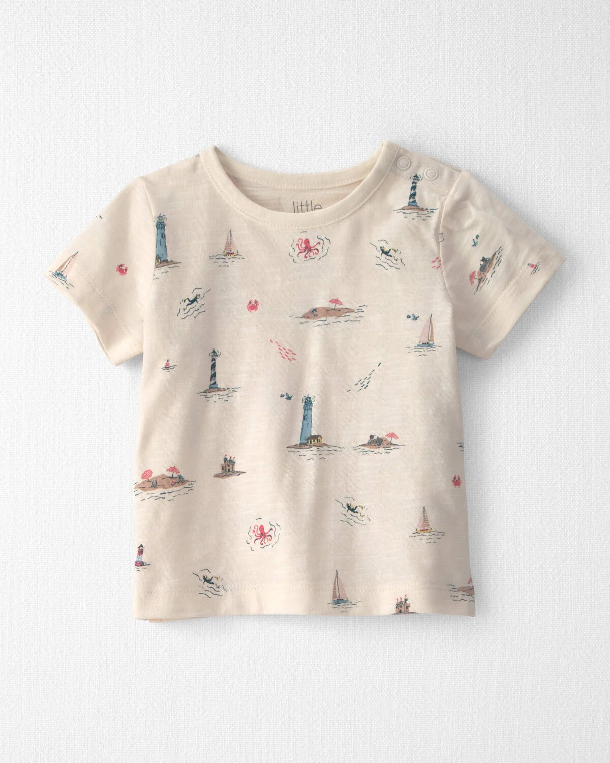 Baby 2-Piece Organic Cotton Shortall Set in Coastal Vacation - Image 3