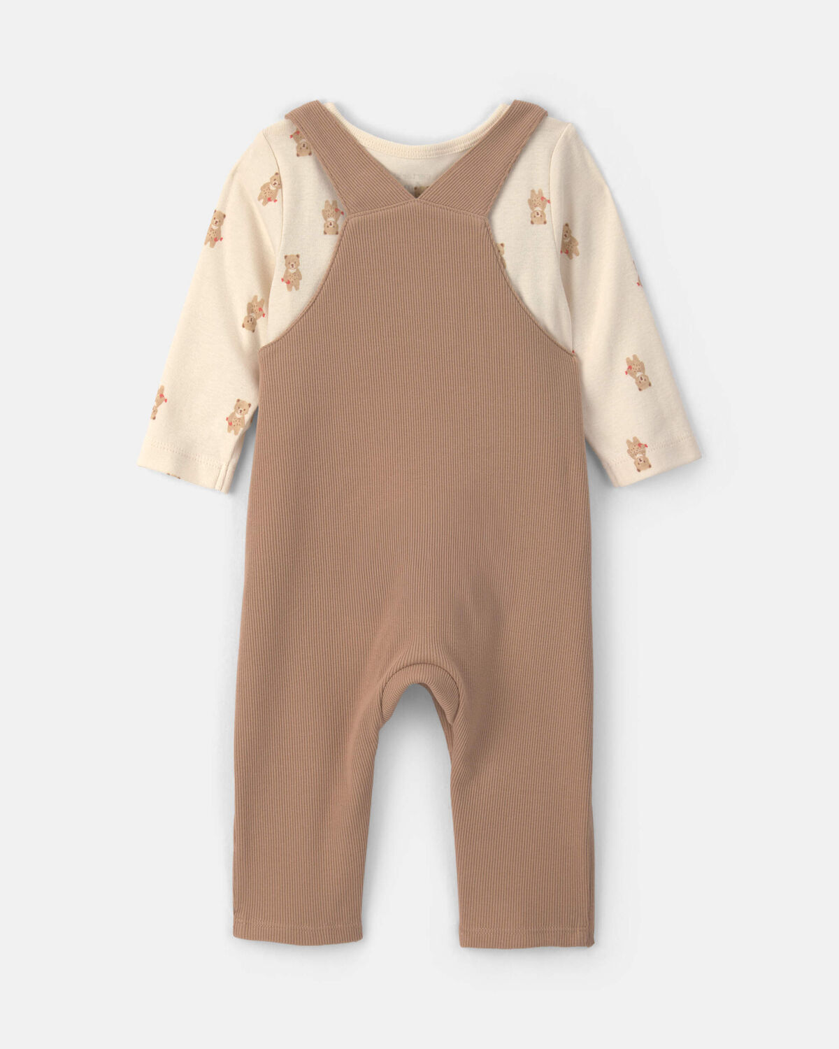Baby 2-Piece Bear Long-Sleeve Overall Set - Brown - Image 2