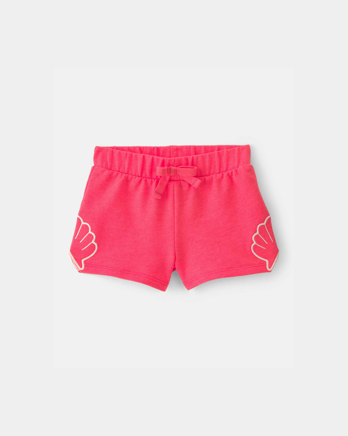 Baby Girl Shell French Terry Shorts - Coral