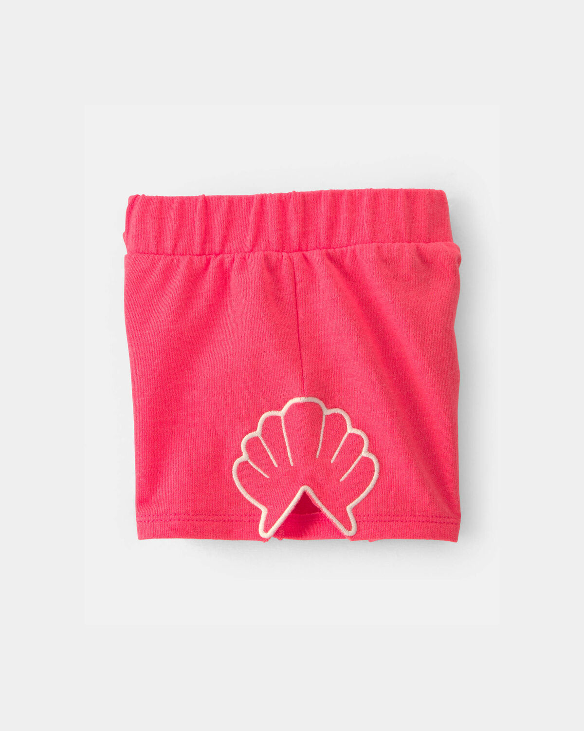 Baby Girl Shell French Terry Shorts - Coral - Image 2