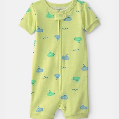 Baby Boy Submarine 100% Cotton 1-Piece Romper Pajama - Green