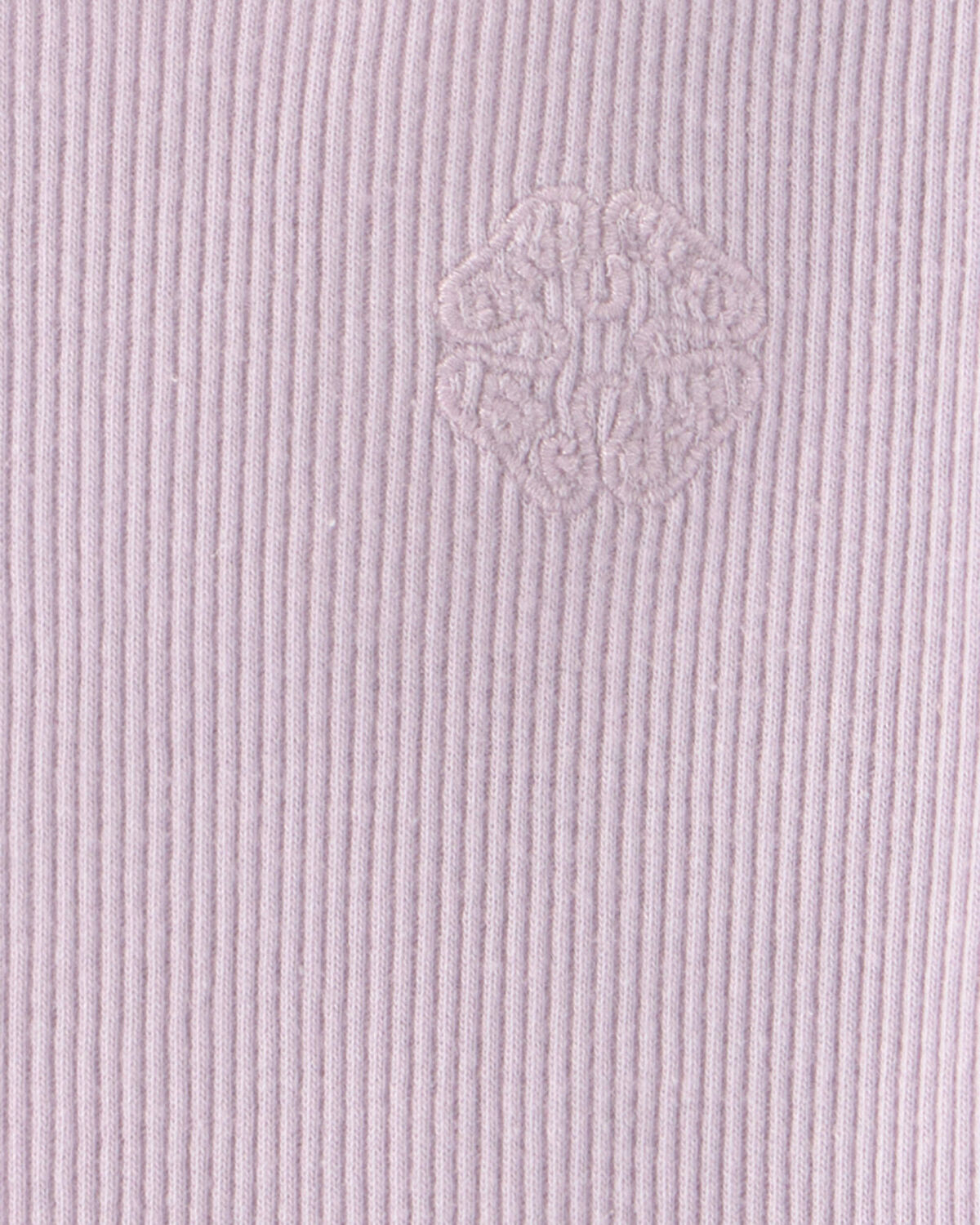 Baby Girl Logo Embroidered Ribbed Tee - Purple - Image 2