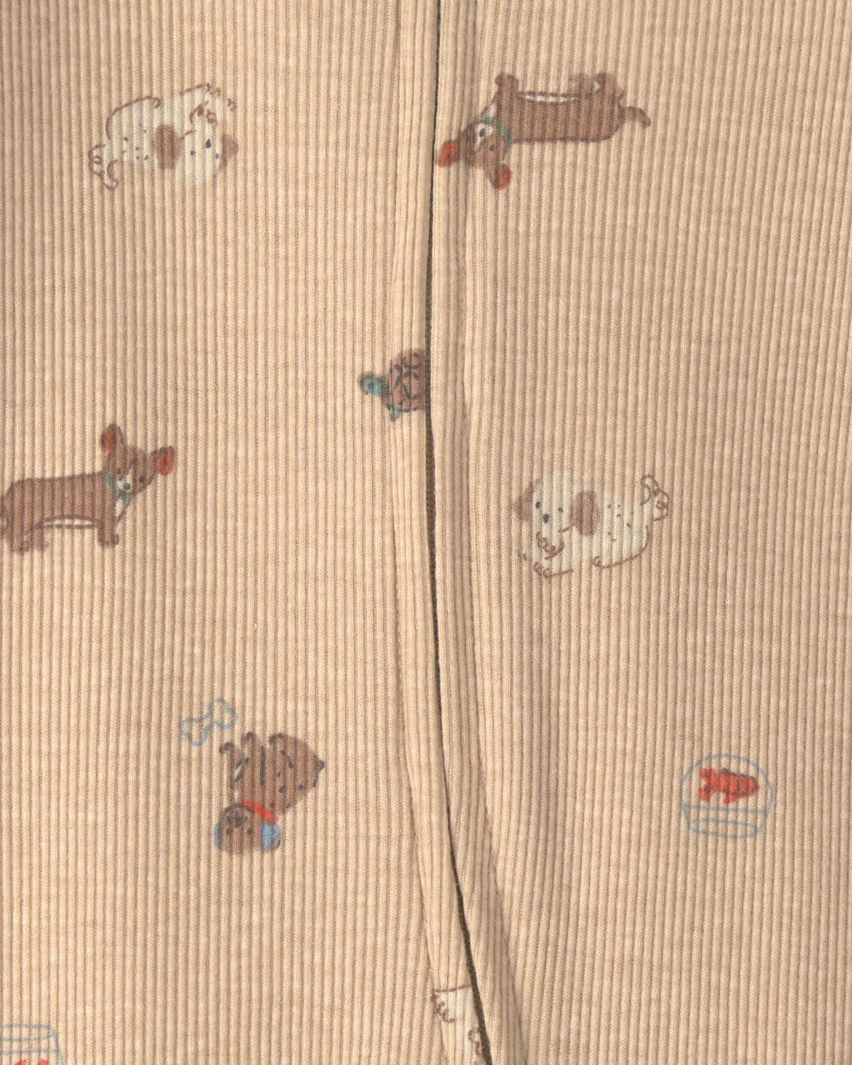 Baby Dog Cotton 2-Way Zip Sleep & Play Pajamas - Brown - Image 3