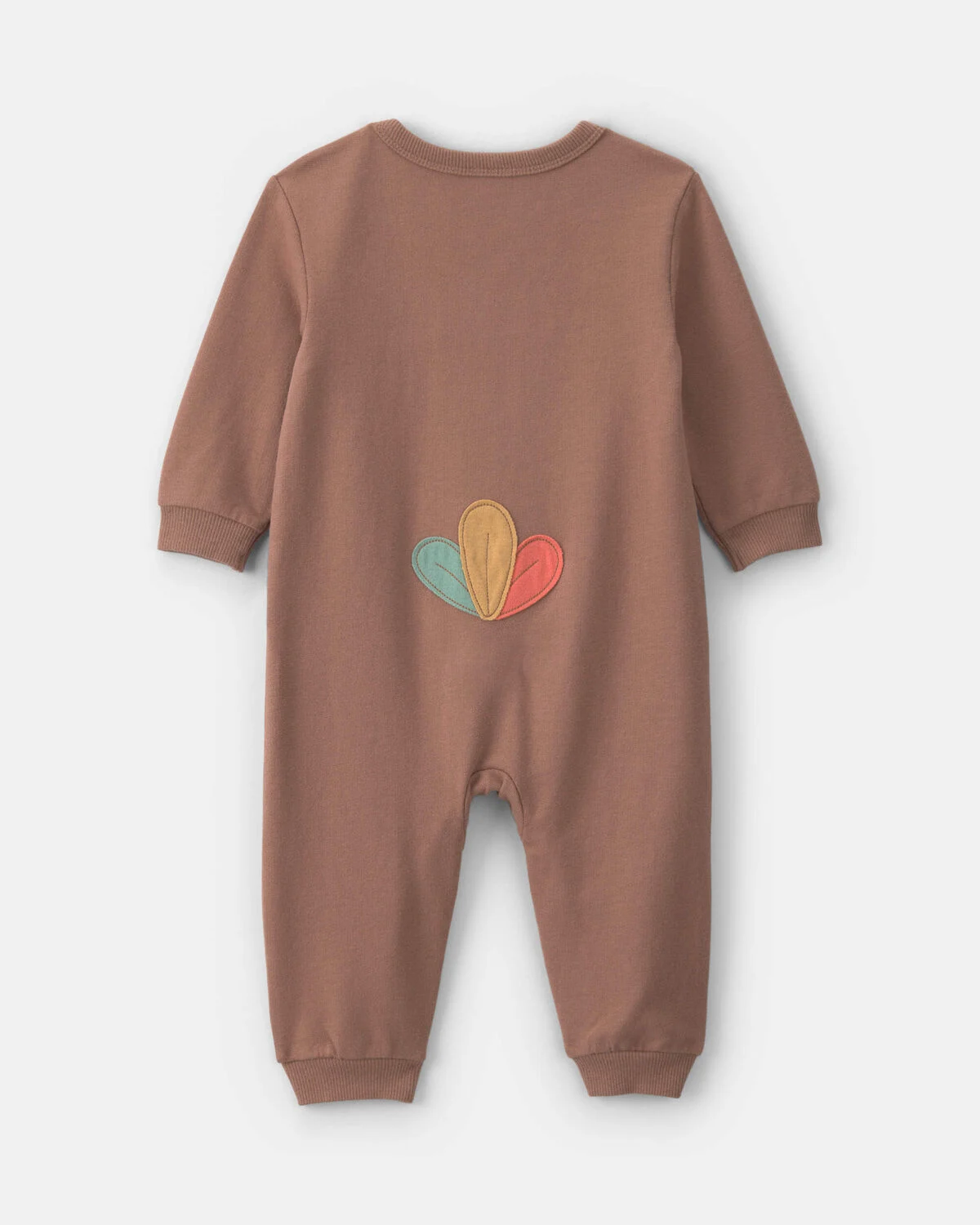 Baby Turkey Thanksgiving French Terry Long-Sleeve Jumpsuit - Brown - Image 2