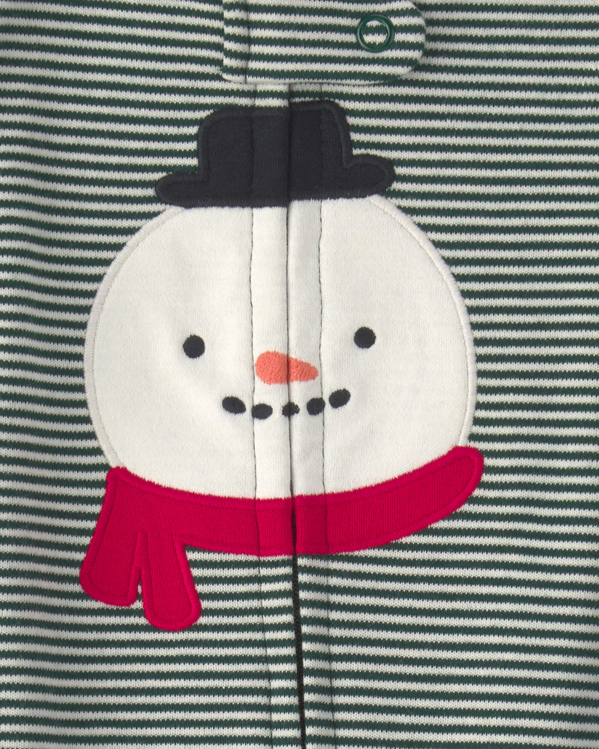 Baby Beige Santa Christmas 100% Cotton 2-Way Zip Sleep & Play Pajamas - Red - Image 6