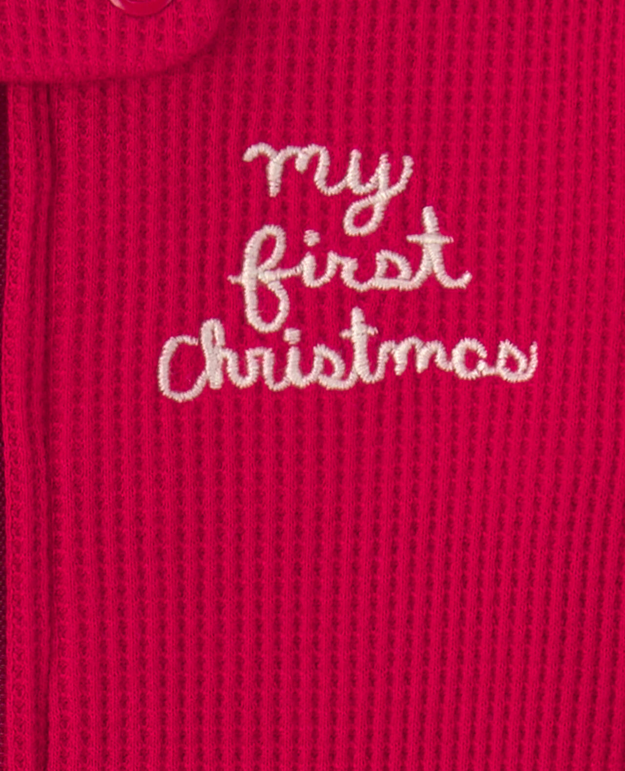 Baby 'My First Christmas' Cotton Thermal Sleep & Play Pajamas - Red - Image 5