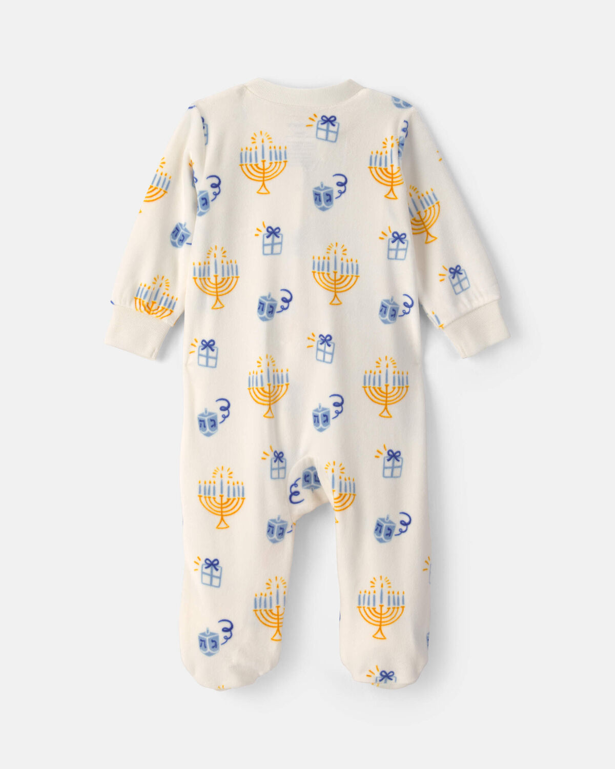 Baby Hanukkah 2-Way Zip DreamPlush Sleep & Play Pajamas - Cream - Image 2