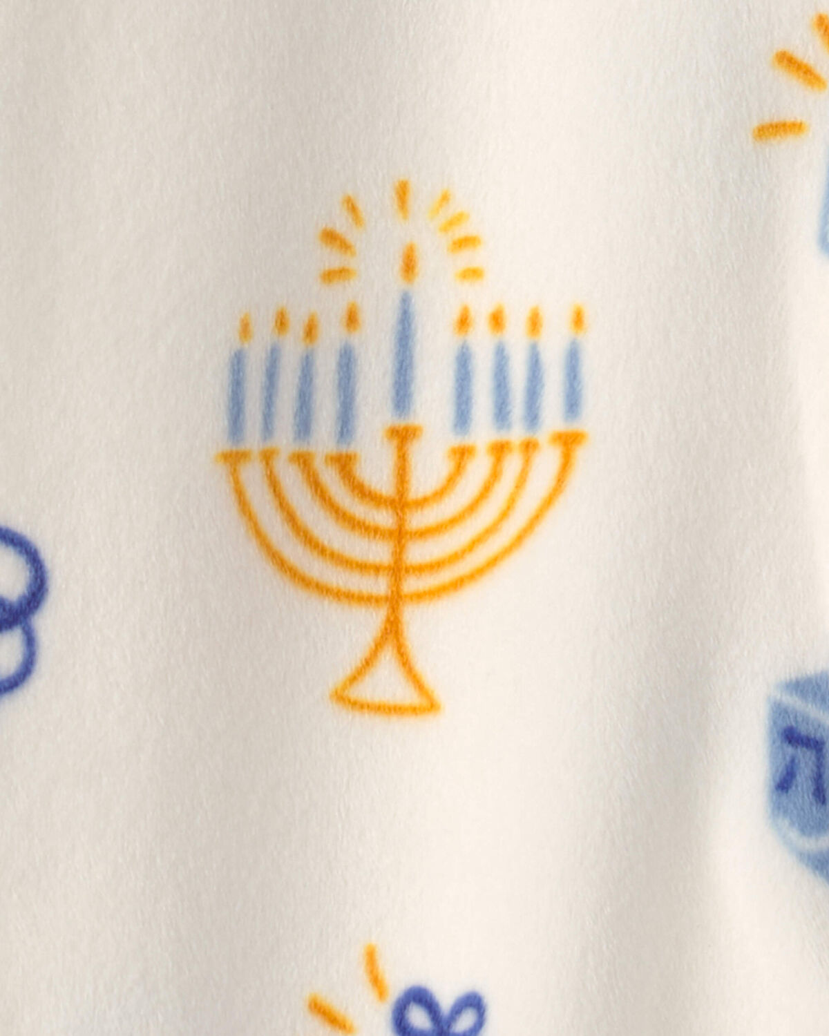 Baby Hanukkah 2-Way Zip DreamPlush Sleep & Play Pajamas - Cream - Image 4