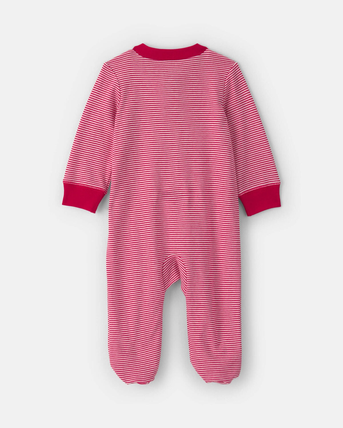 Baby Reindeer 100% Cotton 2-Way Zip Sleep & Play Pajamas - Red - Image 2