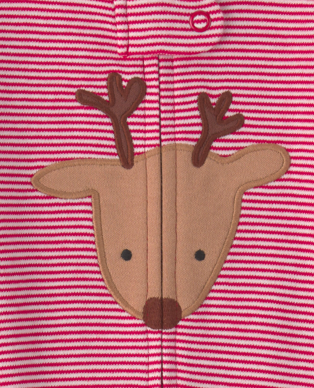 Baby Reindeer 100% Cotton 2-Way Zip Sleep & Play Pajamas - Red - Image 5