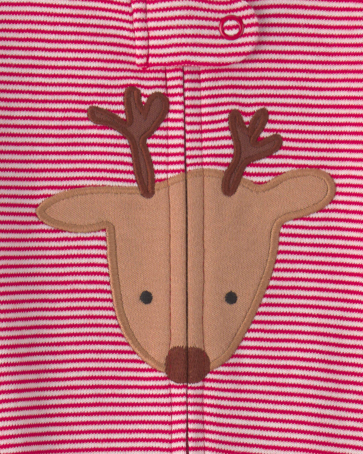 Baby Reindeer 100% Cotton 2-Way Zip Sleep & Play Pajamas - Red - Image 4