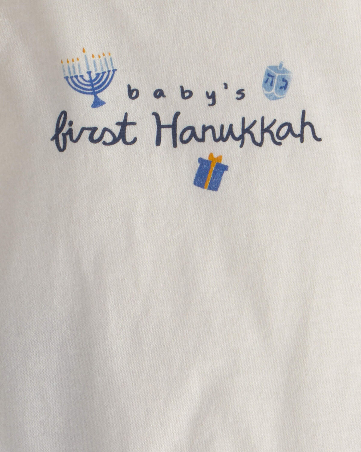 Baby 2-Piece 'Baby's First Hanukkah' Long-Sleeve Bodysuit & Pant Set - Blue/Cream - Image 3