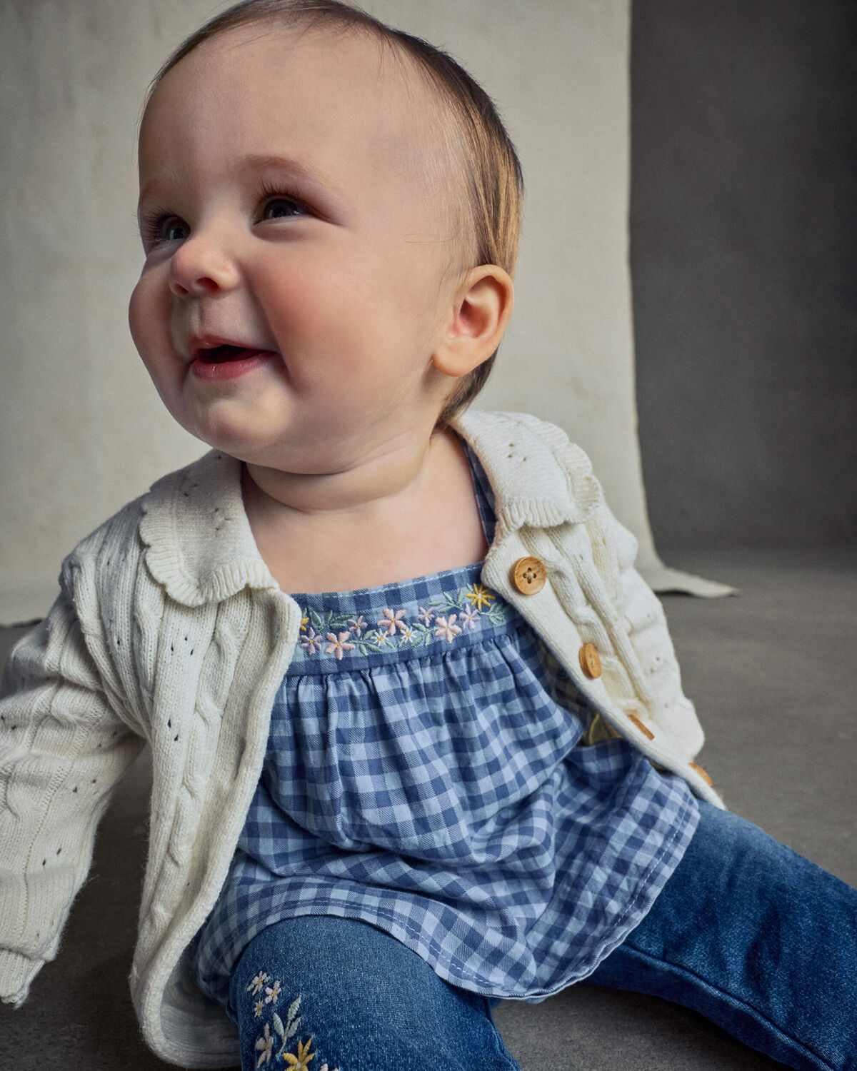 Baby Girl Fair Isle Cardigan Sweater - Cream - Image 2