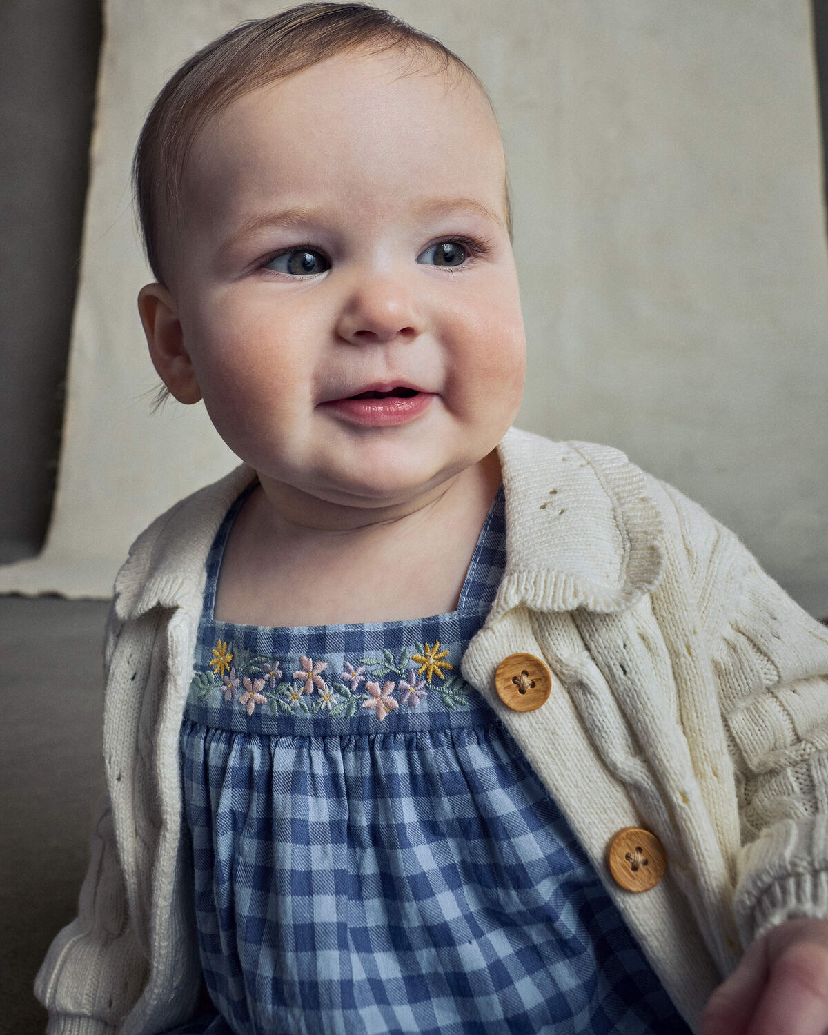 Baby Girl Fair Isle Cardigan Sweater - Cream - Image 4