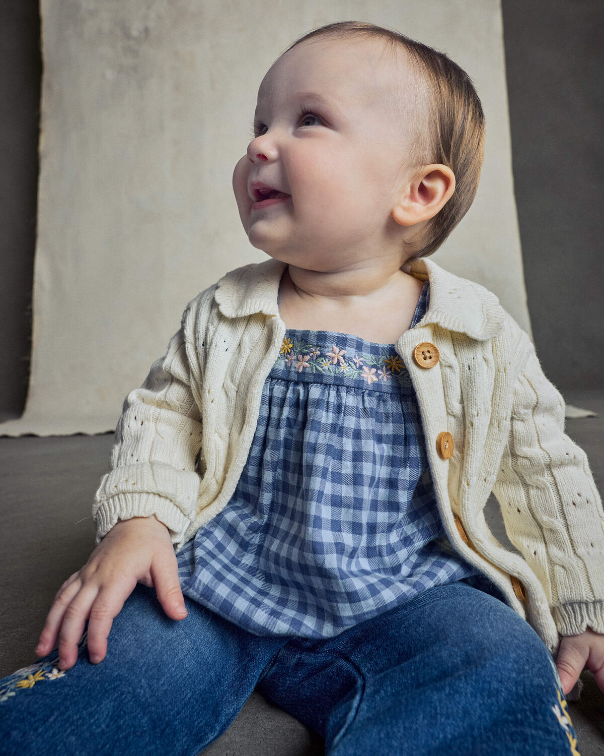 Baby Girl Fair Isle Cardigan Sweater - Cream - Image 5