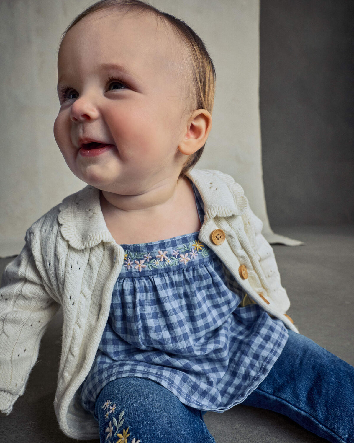 Baby Girl Gingham Twill Top - Blue - Image 5