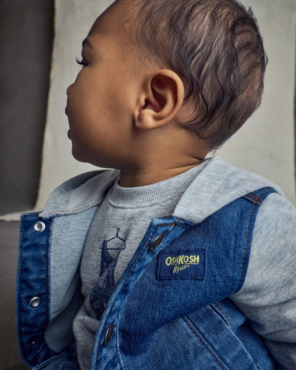Baby Boy Varsity Hooded Denim Jacket - Indigo/Grey - Image 4