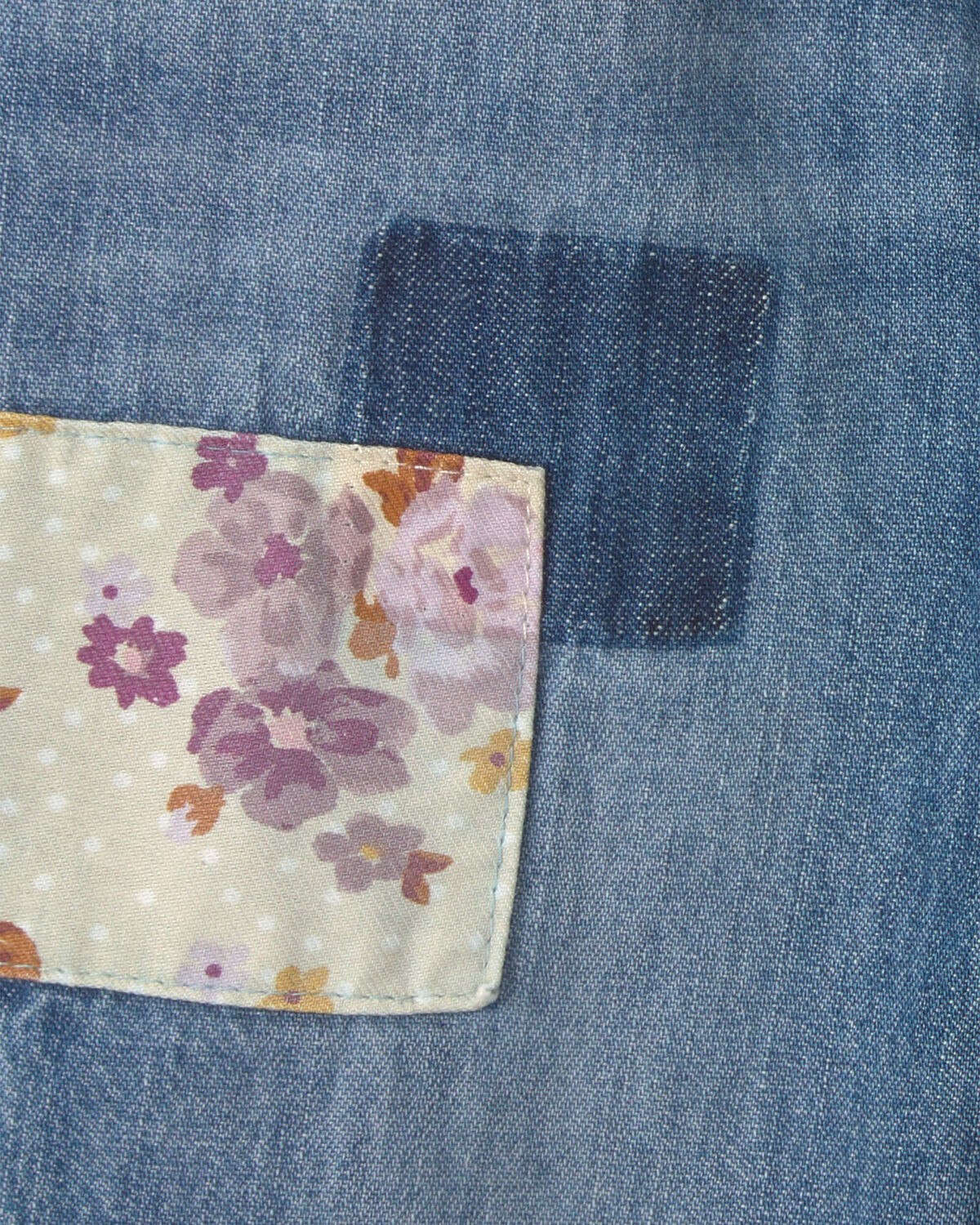 Baby Girl Floral Patch Denim Pull-On Jeans - Light Wash - Image 3