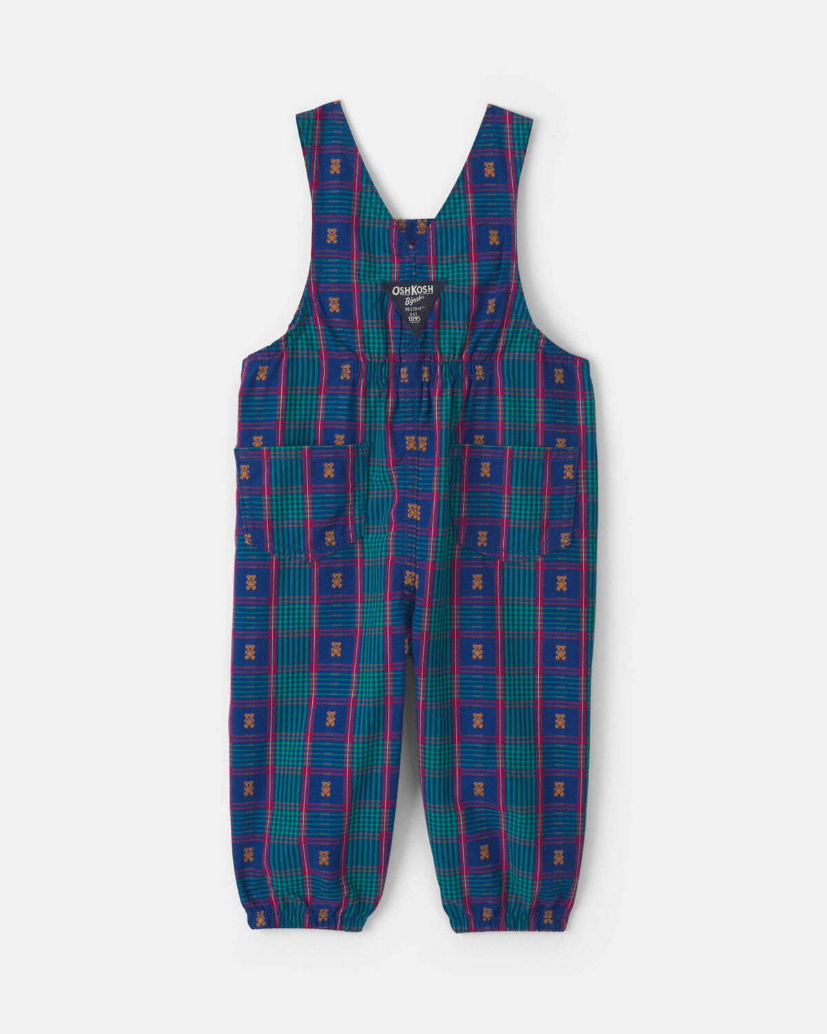 Baby Girl Plaid Bear Overalls - Blue - Image 2