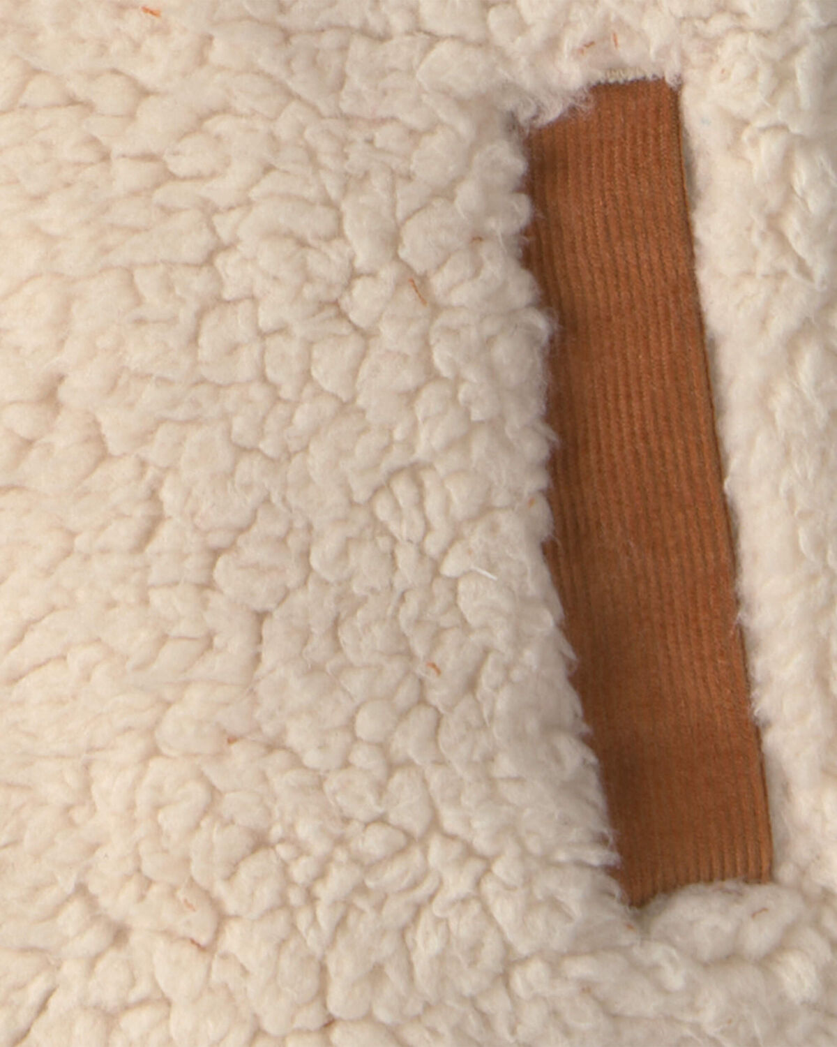 Baby Boy Color Block Teddy Fleece Jacket - Khaki/Cream - Image 2