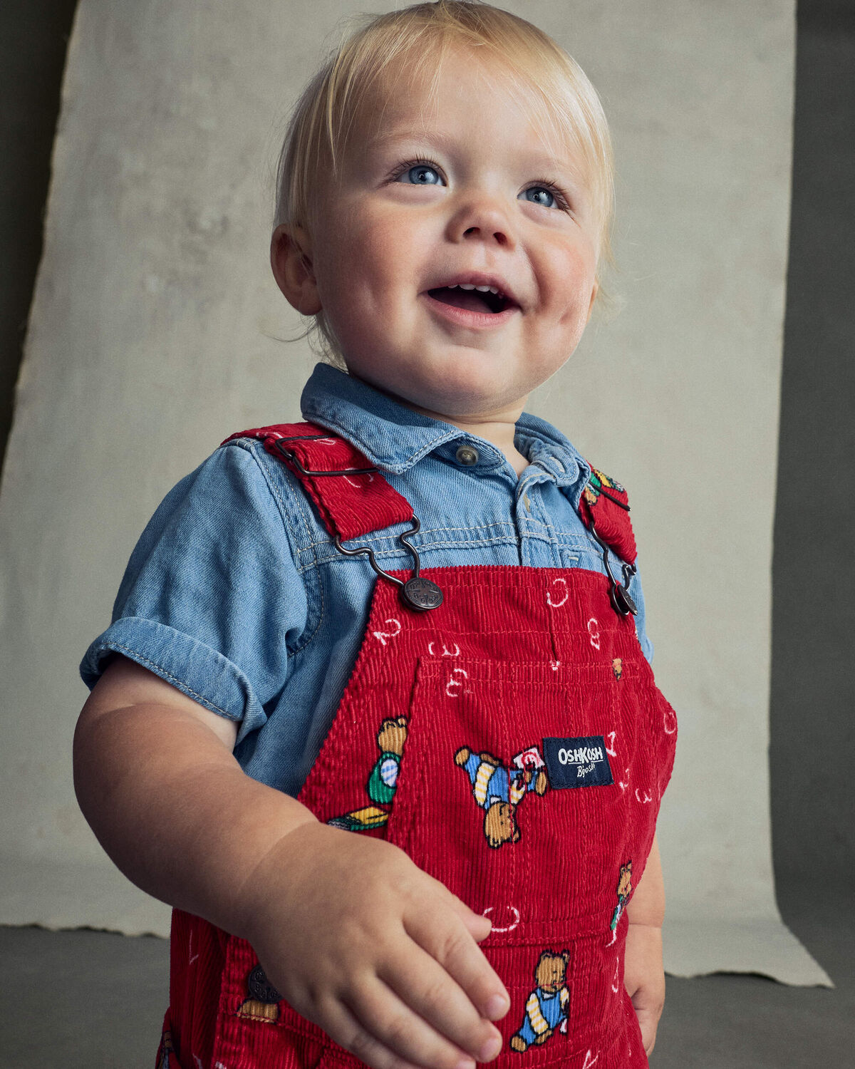 Baby Bear Corduroy Overalls - Red - Image 3