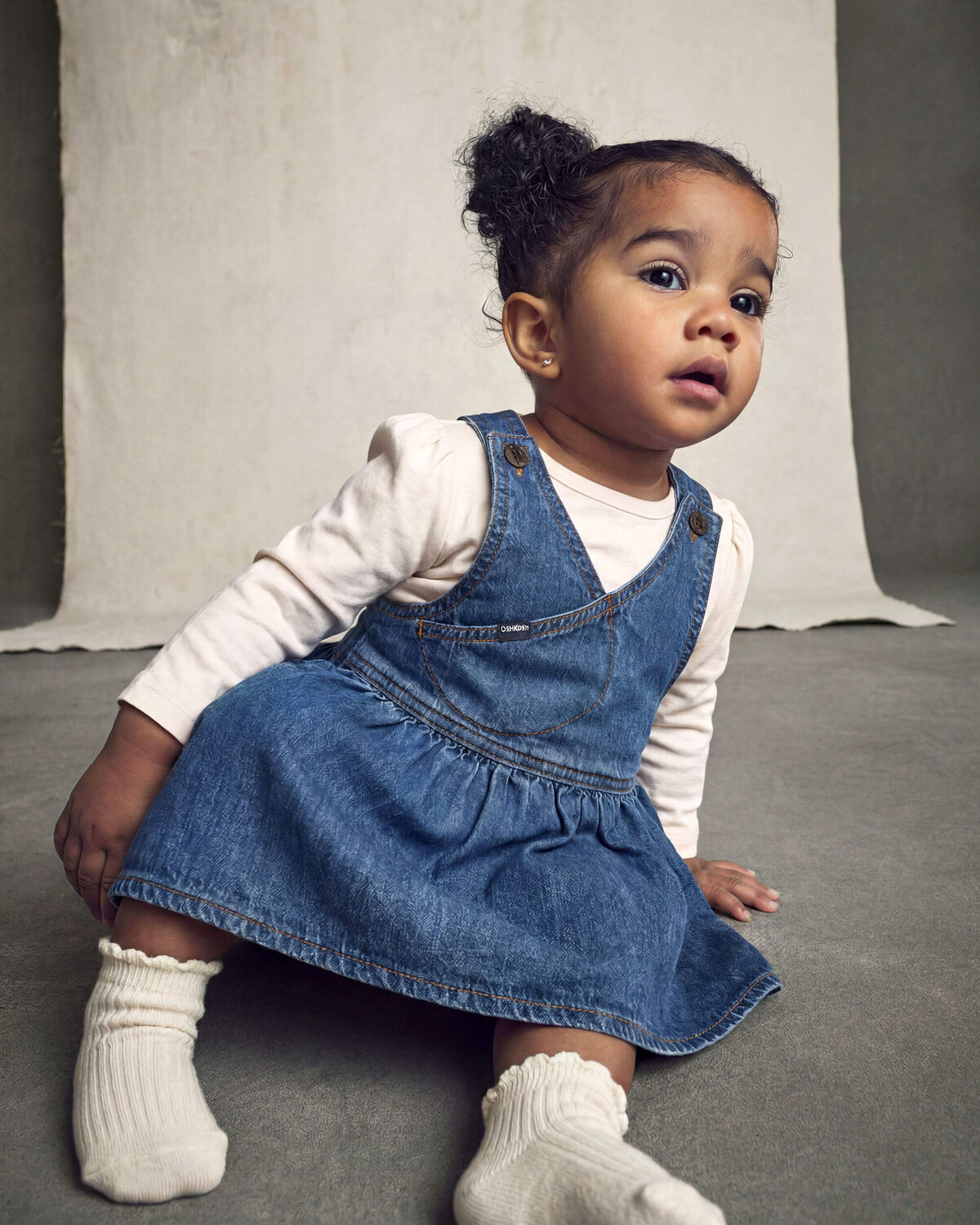 Baby Girl 2-Piece Denim Skirtall Set - Light Wash - Image 6