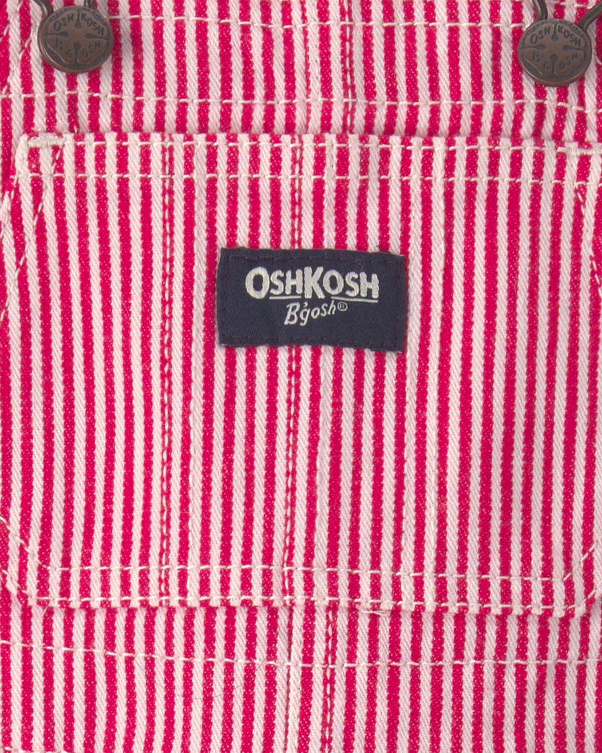 Baby Boy Hickory Stripe Overalls - Red/White - Image 3