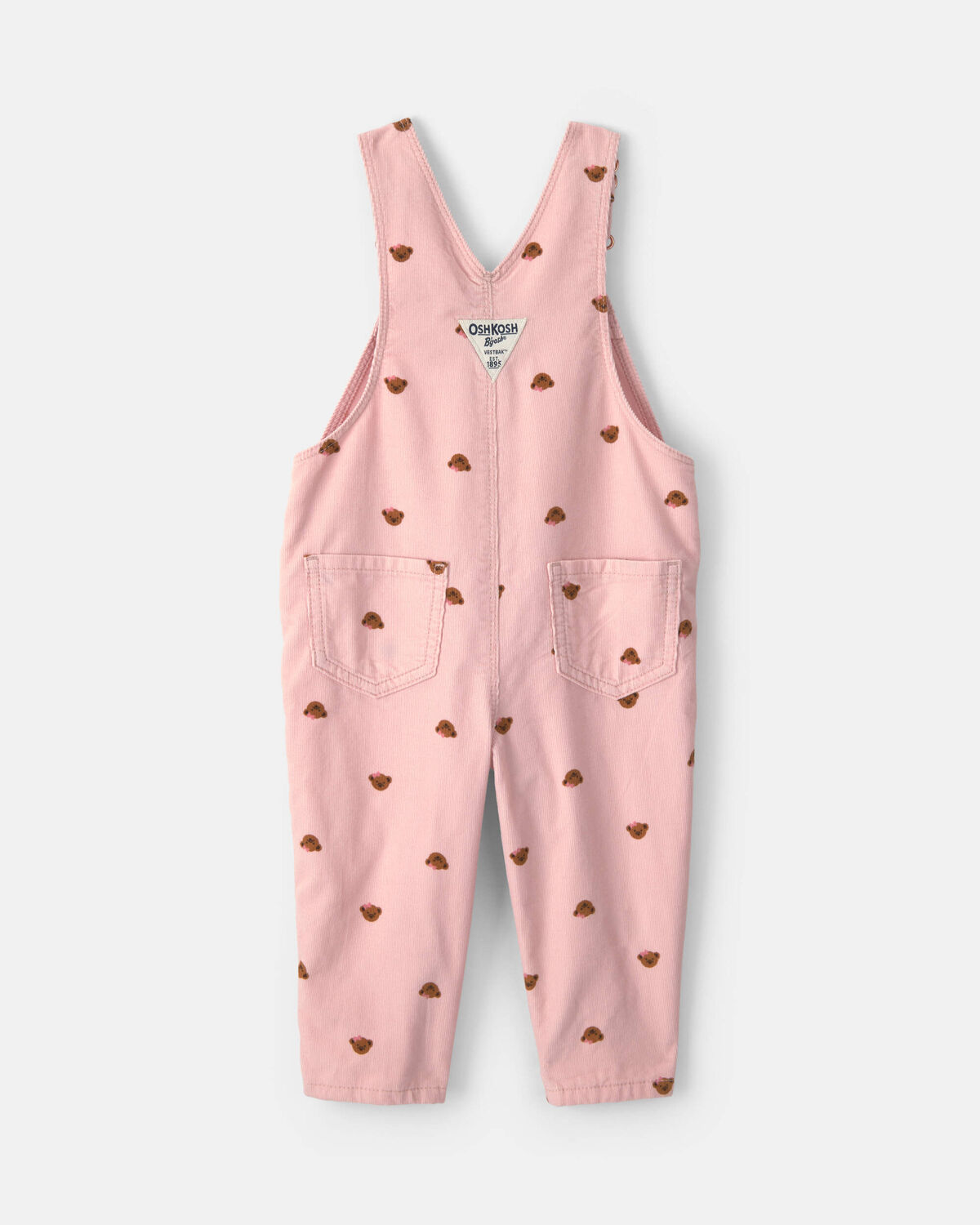 Baby Girl Bear Corduroy Overalls - Pink - Image 2