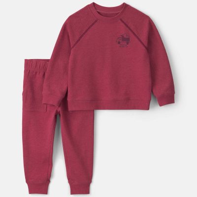Baby Boy 2-Piece Construction French Terry Sweatshirt & Pant Set - Burgundy