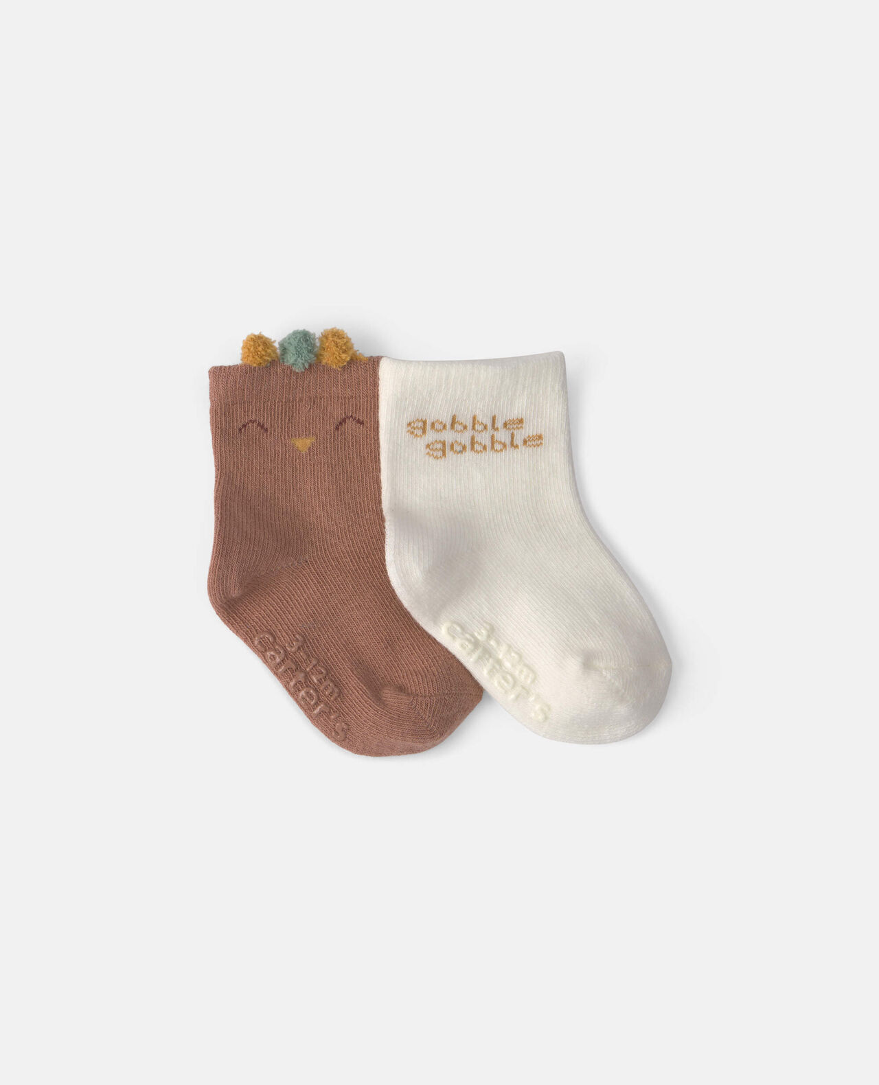 Baby 2-Pack Thanksgiving Turkey Booties - Brown/White - Image 2