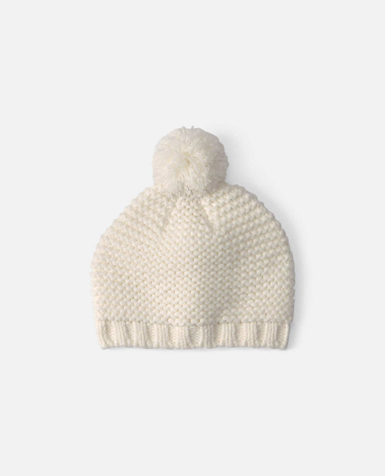 Baby Girl Pom Knit Beanie - White - Image 2