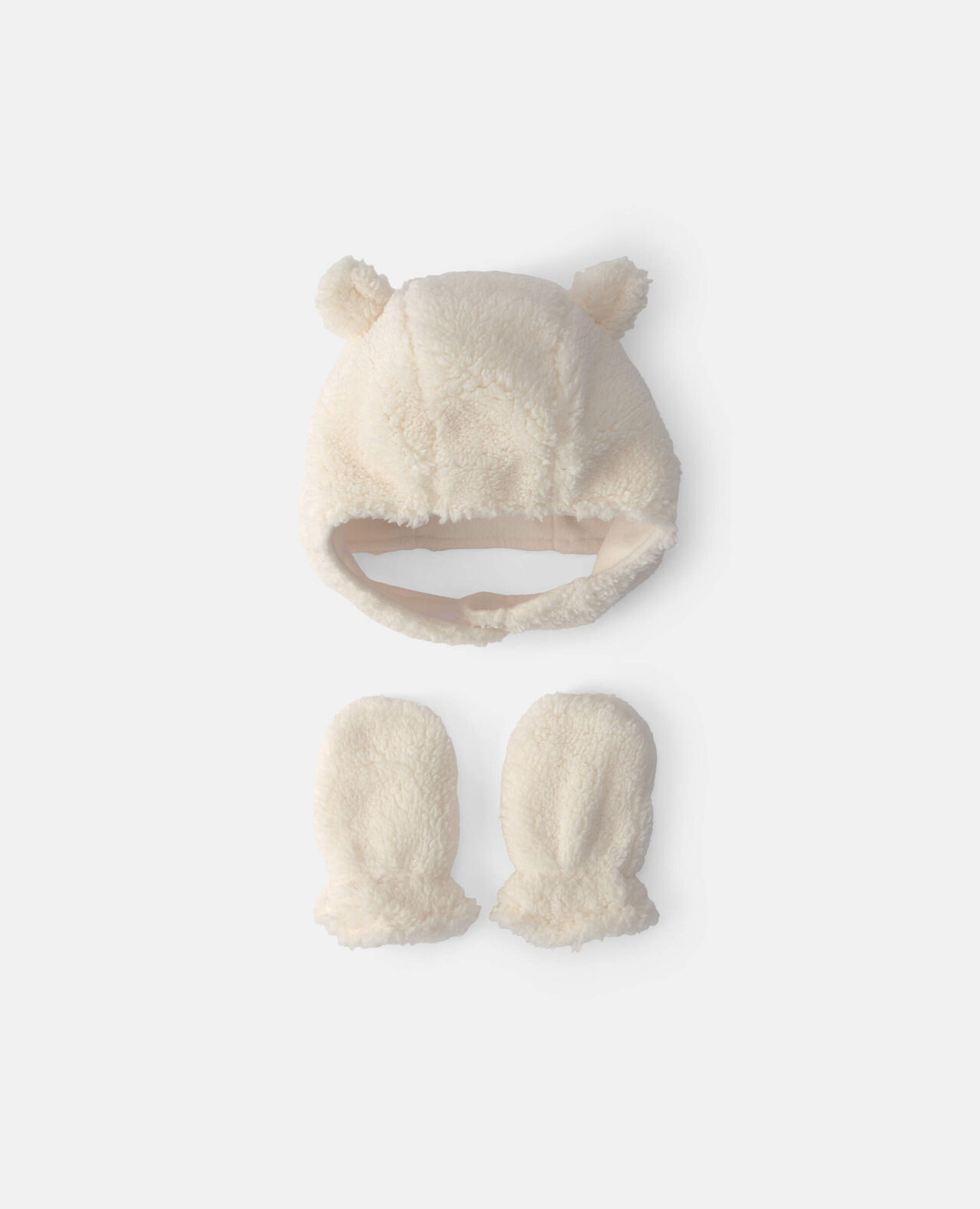 Baby Bear Teddy Fleece Hat & Mitten Set - Blue - Image 4