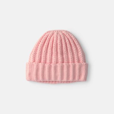 Baby Girl Ribbed Beanie - Light Pink