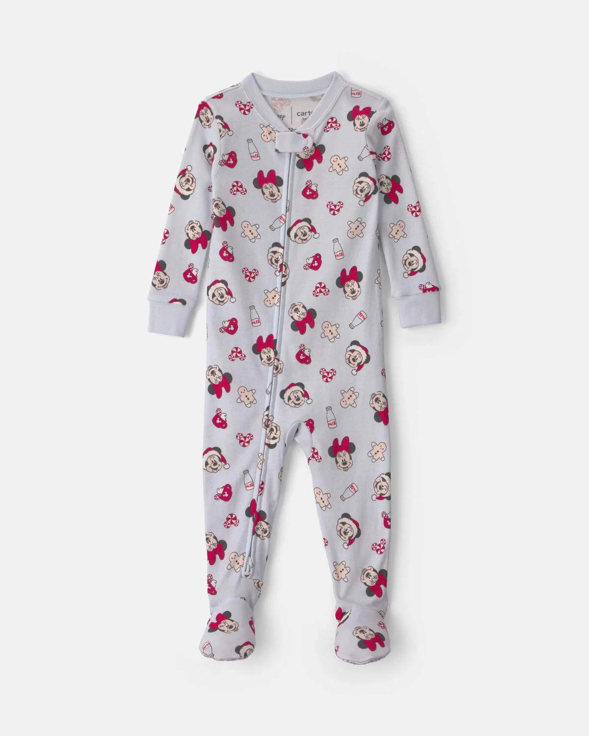 Baby 1-Piece Disney Mickey Mouse Christmas 100% Cotton Snug Fit Footed Pajama - Blue