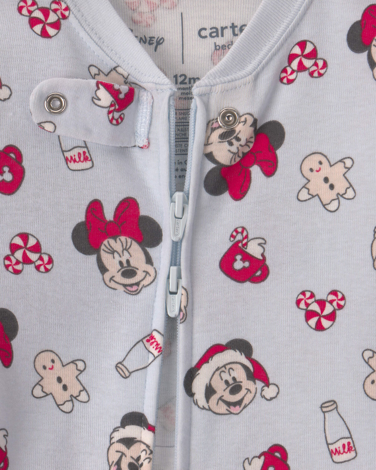 Baby 1-Piece Disney Mickey Mouse Christmas 100% Cotton Snug Fit Footed Pajama - Blue - Image 3